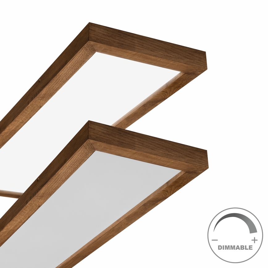 Brilagi - LED Kopalniška zatemnitvena stropna svetilka WOODY FRAME LED/50W/230V hrast češnja 120x30 cm 3000-6000K IP44 + Daljinski upravljalnik
