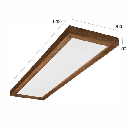 Brilagi - LED Kopalniška zatemnitvena stropna svetilka WOODY FRAME LED/50W/230V hrast češnja 120x30 cm 3000-6000K IP44 + Daljinski upravljalnik