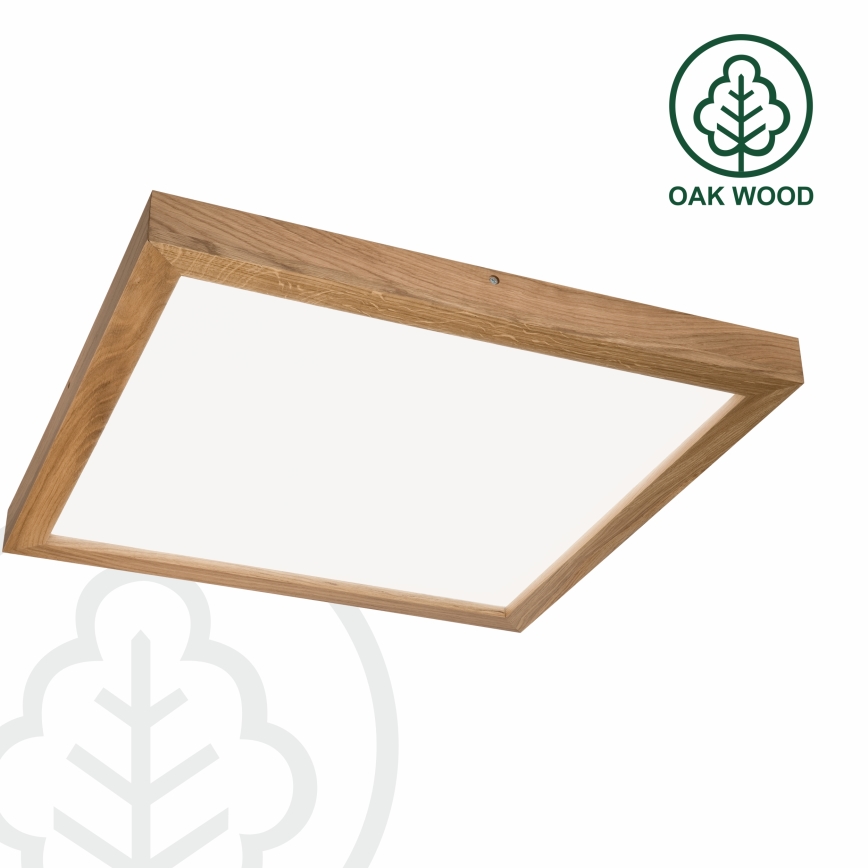 Brilagi - LED Kopalniška zatemnitvena stropna svetilka WOODY FRAME LED/50W/230V hrast 60x60 cm 3000-6000K IP44 + Daljinski upravljalnik