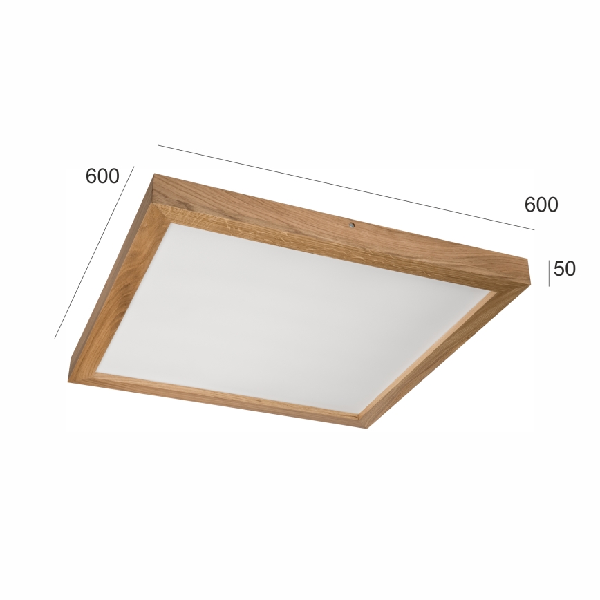 Brilagi - LED Kopalniška zatemnitvena stropna svetilka WOODY FRAME LED/50W/230V hrast 60x60 cm 3000-6000K IP44 + Daljinski upravljalnik