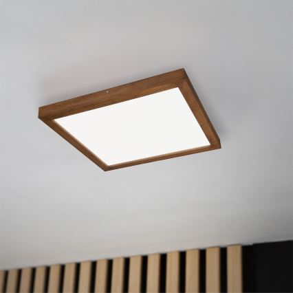 Brilagi - LED Kopalniška zatemnitvena stropna svetilka WOODY FRAME LED/50W/230V hrast češnja 60x60 cm 3000-6000K IP44 + Daljinski upravljalnik