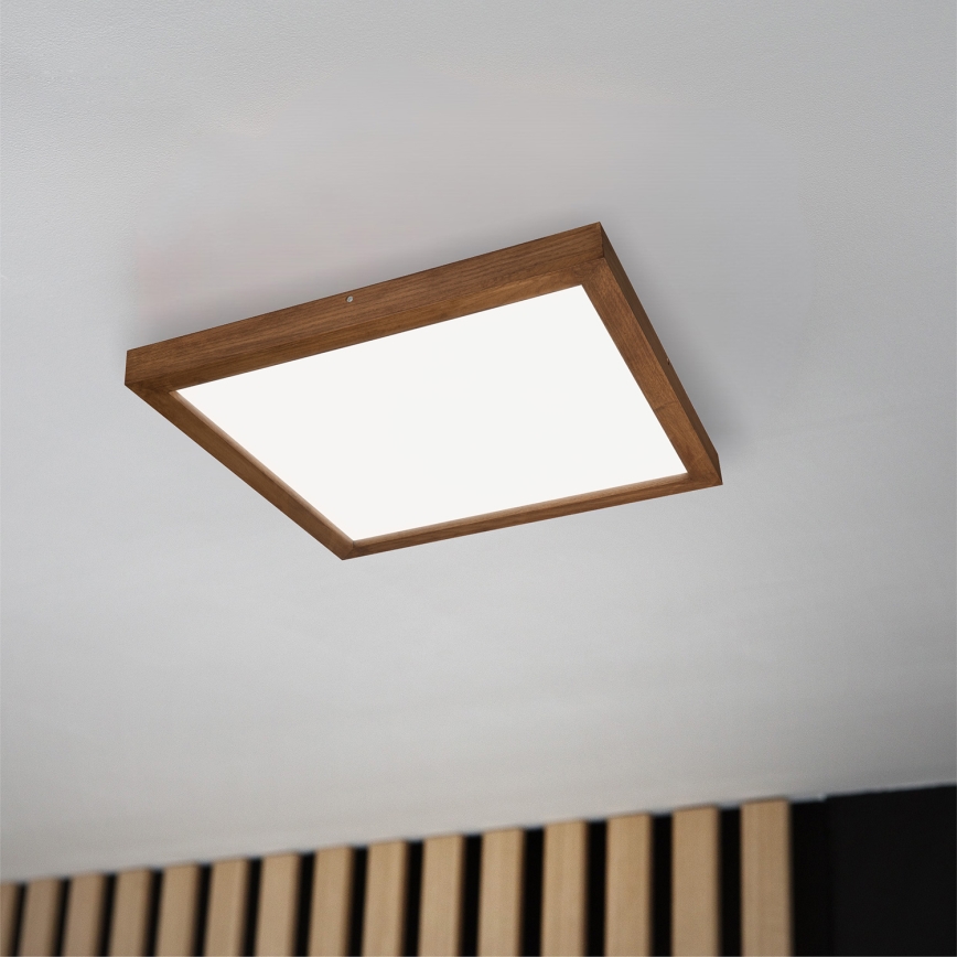 Brilagi - LED Kopalniška zatemnitvena stropna svetilka WOODY FRAME LED/50W/230V hrast češnja 60x60 cm 3000-6000K IP44 + Daljinski upravljalnik