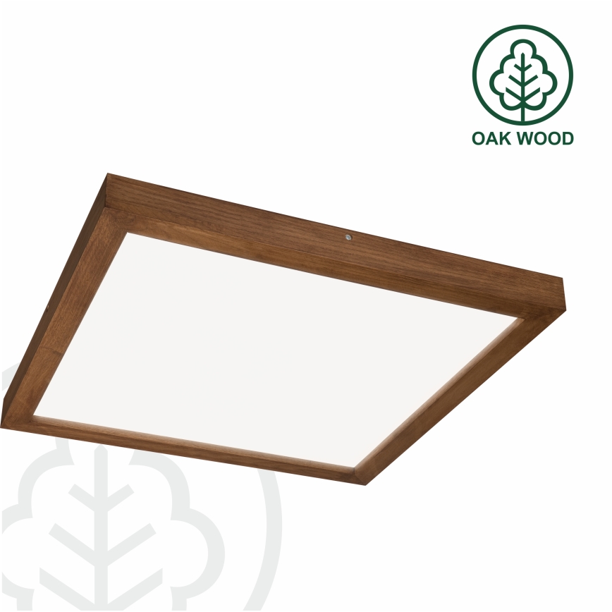Brilagi - LED Kopalniška zatemnitvena stropna svetilka WOODY FRAME LED/50W/230V hrast češnja 60x60 cm 3000-6000K IP44 + Daljinski upravljalnik