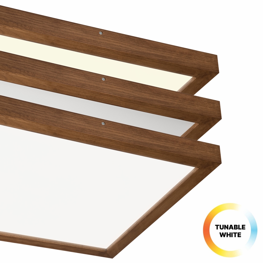 Brilagi - LED Kopalniška zatemnitvena stropna svetilka WOODY FRAME LED/50W/230V hrast češnja 60x60 cm 3000-6000K IP44 + Daljinski upravljalnik