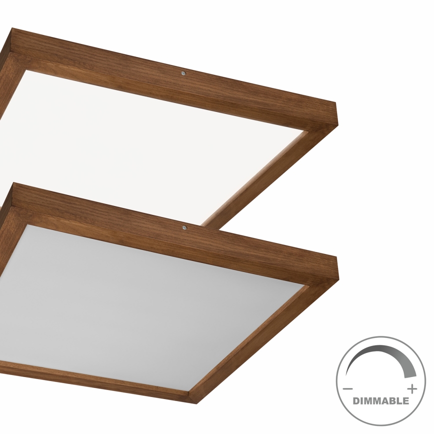 Brilagi - LED Kopalniška zatemnitvena stropna svetilka WOODY FRAME LED/50W/230V hrast češnja 60x60 cm 3000-6000K IP44 + Daljinski upravljalnik