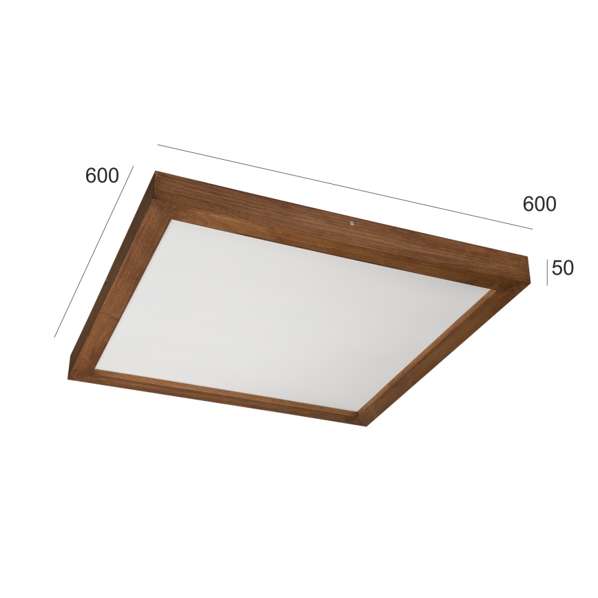 Brilagi - LED Kopalniška zatemnitvena stropna svetilka WOODY FRAME LED/50W/230V hrast češnja 60x60 cm 3000-6000K IP44 + Daljinski upravljalnik