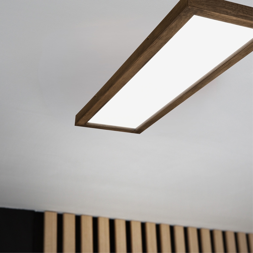 Brilagi - LED Kopalniška zatemnitvena stropna svetilka WOODY FRAME LED/50W/230V hrast oreh 120x30 cm 3000-6000K IP44 + Daljinski upravljalnik