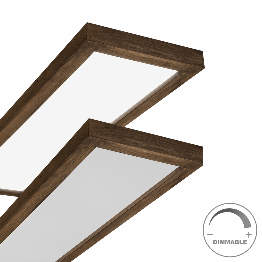Brilagi - LED Kopalniška zatemnitvena stropna svetilka WOODY FRAME LED/50W/230V hrast oreh 120x30 cm 3000-6000K IP44 + Daljinski upravljalnik