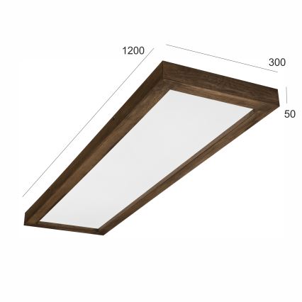 Brilagi - LED Kopalniška zatemnitvena stropna svetilka WOODY FRAME LED/50W/230V hrast oreh 120x30 cm 3000-6000K IP44 + Daljinski upravljalnik