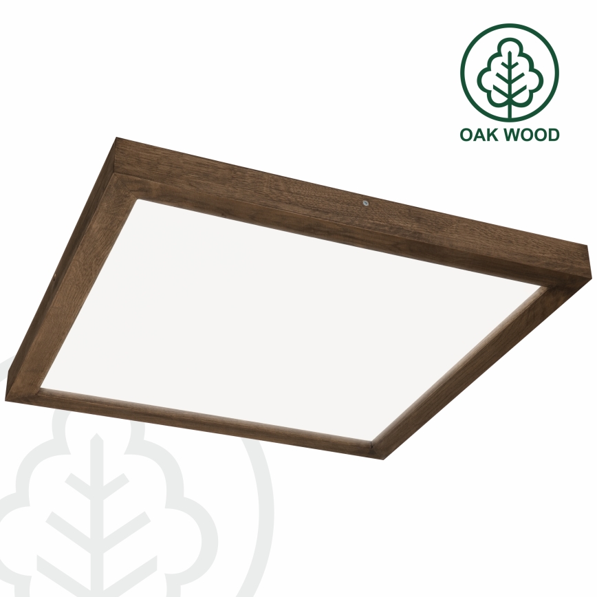 Brilagi - LED Kopalniška zatemnitvena stropna svetilka WOODY FRAME LED/50W/230V hrast oreh 60x60 cm 3000-6000K IP44 + Daljinski upravljalnik