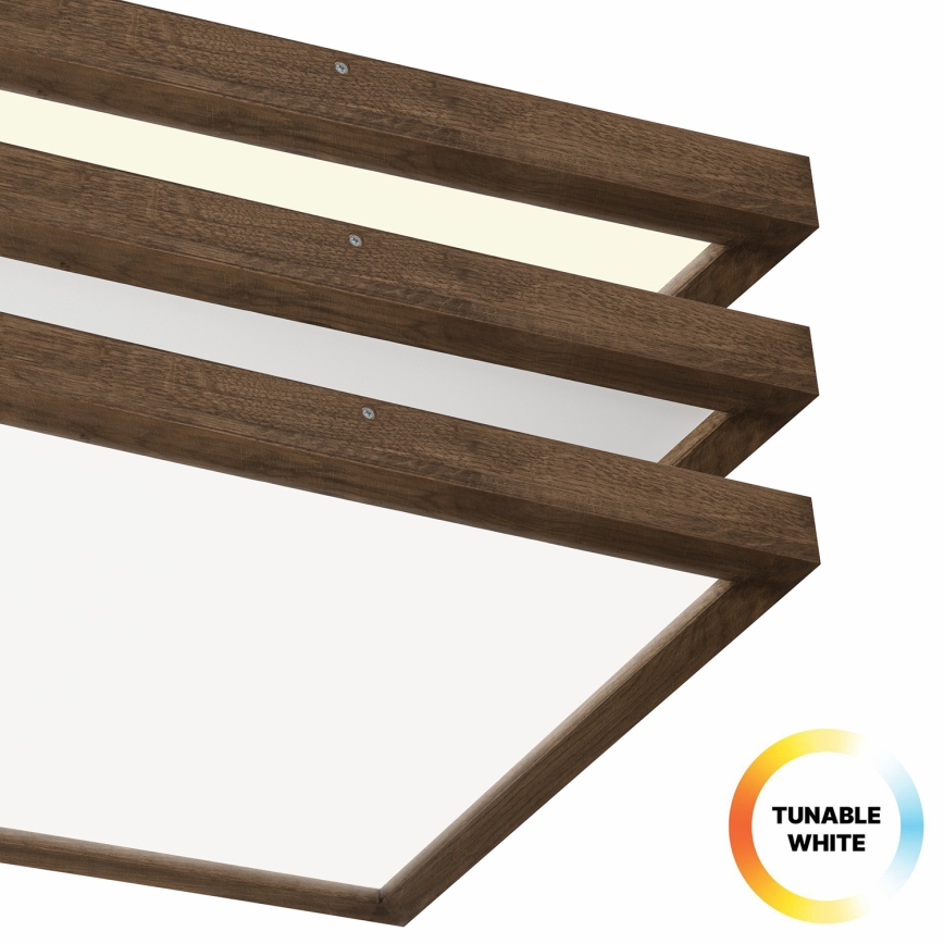 Brilagi - LED Kopalniška zatemnitvena stropna svetilka WOODY FRAME LED/50W/230V hrast oreh 60x60 cm 3000-6000K IP44 + Daljinski upravljalnik