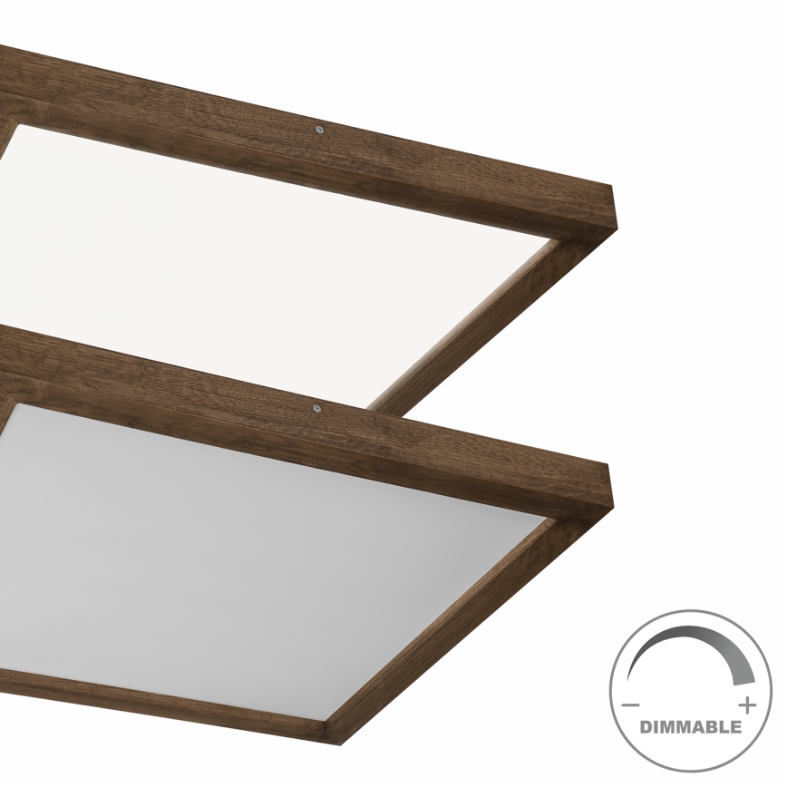 Brilagi - LED Kopalniška zatemnitvena stropna svetilka WOODY FRAME LED/50W/230V hrast oreh 60x60 cm 3000-6000K IP44 + Daljinski upravljalnik