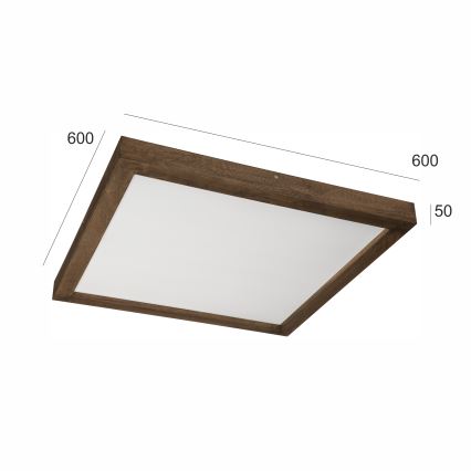 Brilagi - LED Kopalniška zatemnitvena stropna svetilka WOODY FRAME LED/50W/230V hrast oreh 60x60 cm 3000-6000K IP44 + Daljinski upravljalnik