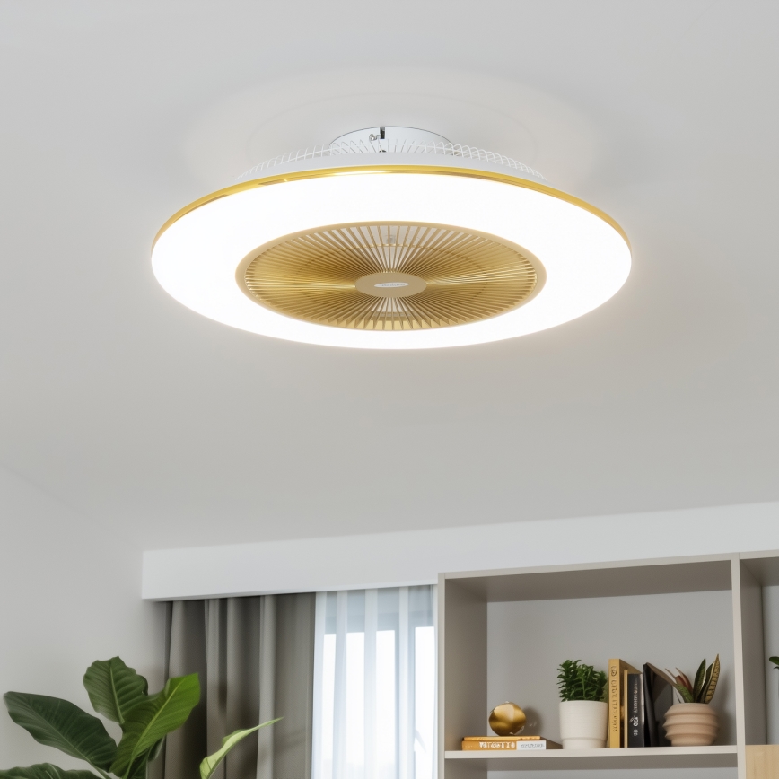 Brilagi - LED Zatemnitvena svetilka z ventilatorjem AURA LED/38W/230V 3000-6000K zlata + Daljinski upravljalnik