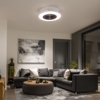 Brilagi - LED Zatemnitvena svetilka z ventilatorjem AURA LED/38W/230V 3000-6000K črna + Daljinski upravljalnik