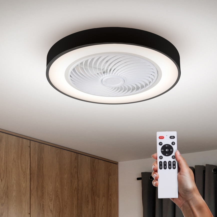 Brilagi - LED Zatemnitvena stropna svetilka z ventilatorjem LED/30W/230V 3000-6500K črna + Daljinski upravljalnik