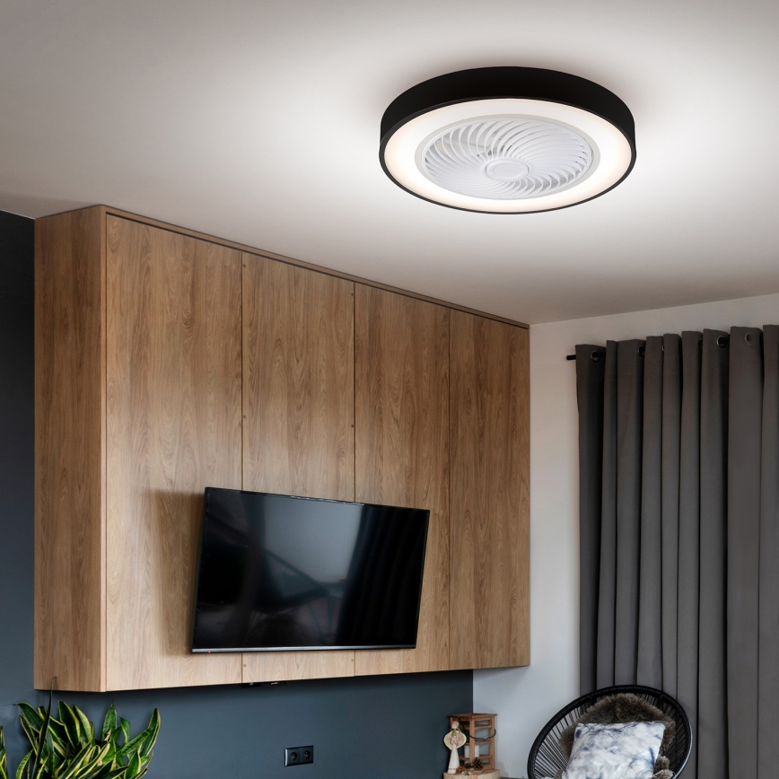 Brilagi - LED Zatemnitvena stropna svetilka z ventilatorjem LED/30W/230V 3000-6500K črna + Daljinski upravljalnik
