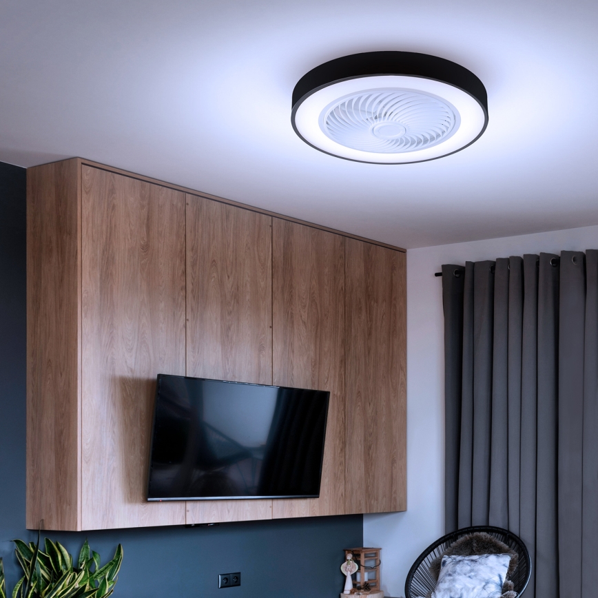 Brilagi - LED Zatemnitvena stropna svetilka z ventilatorjem LED/30W/230V 3000-6500K črna + Daljinski upravljalnik