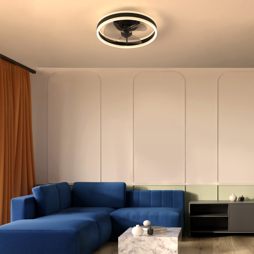 Brilagi - LED Zatemnitvena stropna svetilka z ventilatorjem LED/30W/230V 3000-6500K črna + Daljinski upravljalnik