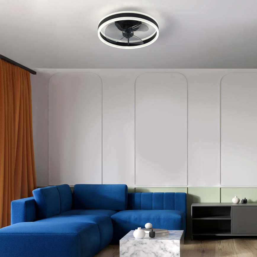 Brilagi - LED Zatemnitvena stropna svetilka z ventilatorjem LED/30W/230V 3000-6500K črna + Daljinski upravljalnik