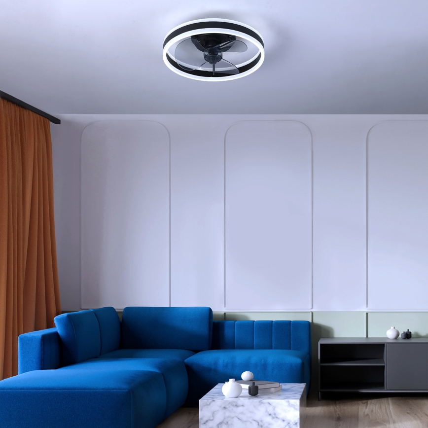 Brilagi - LED Zatemnitvena stropna svetilka z ventilatorjem LED/30W/230V 3000-6500K črna + Daljinski upravljalnik