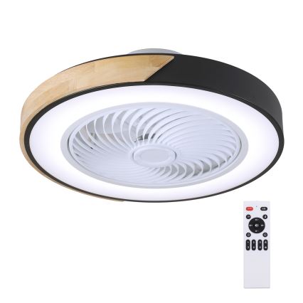 Brilagi - LED Zatemnitvena stropna svetilka z ventilatorjem LED/30W/230V 3000-6500K črna/hrast + Daljinski upravljalnik