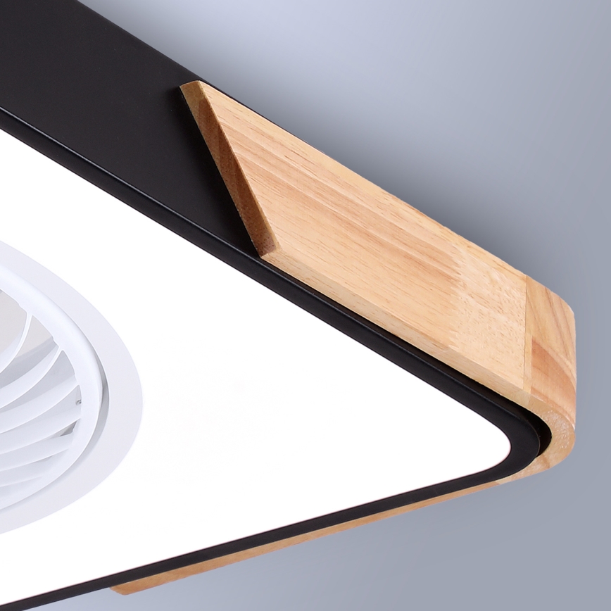 Brilagi - LED Zatemnitvena stropna svetilka z ventilatorjem LED/30W/230V 3000-6500K črna/hrast + Daljinski upravljalnik