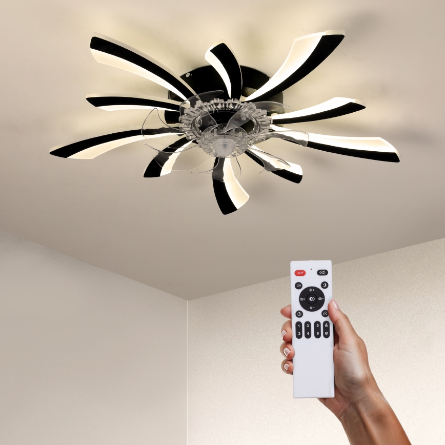 Brilagi - LED Zatemnitvena stropna svetilka z ventilatorjem LED/50W/230V 3000-6500K črna + Daljinski upravljalnik