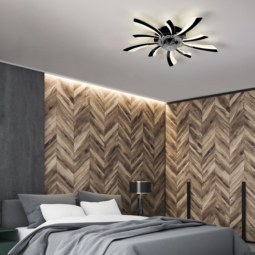 Brilagi - LED Zatemnitvena stropna svetilka z ventilatorjem LED/50W/230V 3000-6500K črna + Daljinski upravljalnik