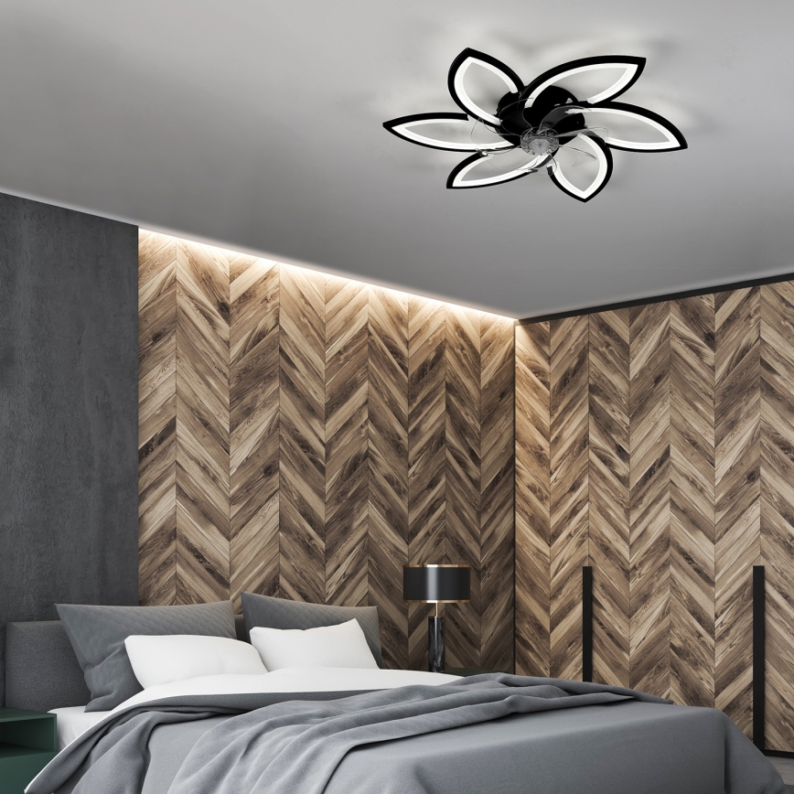 Brilagi - LED Zatemnitvena stropna svetilka z ventilatorjem LED/50W/230V 3000-6500K črna + Daljinski upravljalnik