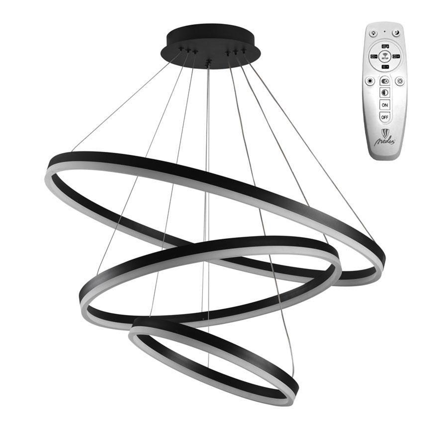 Brilagi - LED Zatemnitveni lestenec na vrvici CIRCLE LED/125W/230V 3000-6500K črna + Daljinski upravljalnik