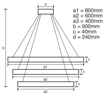 Brilagi - LED Zatemnitveni lestenec na vrvici CIRCLE LED/125W/230V 3000-6500K črna + Daljinski upravljalnik