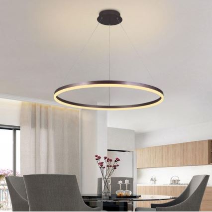 Brilagi - LED Zatemnitveni lestenec na vrvici CIRCLE LED/55W/230V 3000-6500K rjava + Daljinski upravljalnik