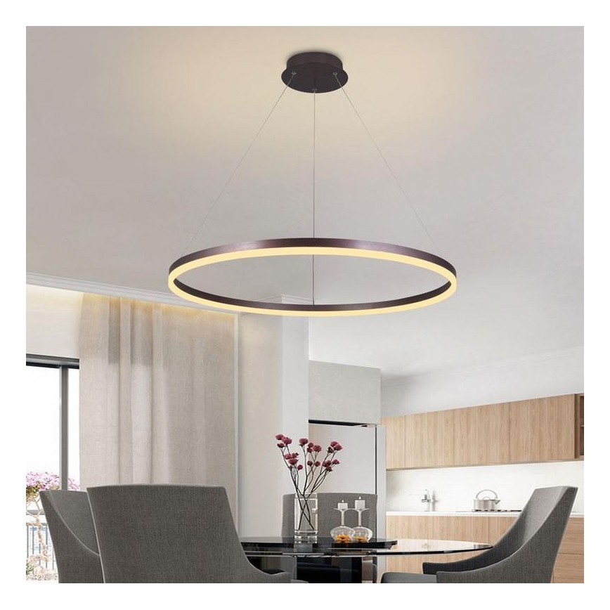 Brilagi - LED Zatemnitveni lestenec na vrvici CIRCLE LED/55W/230V 3000-6500K rjava + Daljinski upravljalnik