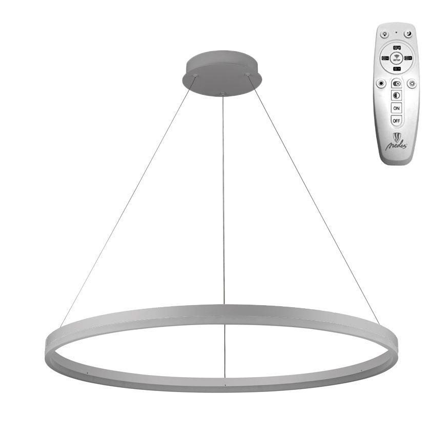 Brilagi - LED Zatemnitveni lestenec na vrvici CIRCLE LED/55W/230V 3000-6500K srebrna + Daljinski upravljalnik