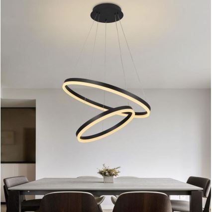 Brilagi - LED Zatemnitveni lestenec na vrvici CIRCLE LED/70W/230V 3000-6500K črna + Daljinski upravljalnik