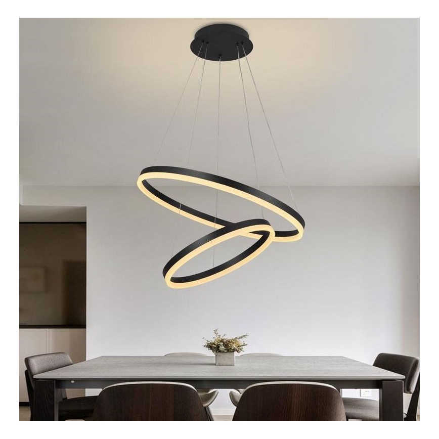Brilagi - LED Zatemnitveni lestenec na vrvici CIRCLE LED/70W/230V 3000-6500K črna + Daljinski upravljalnik
