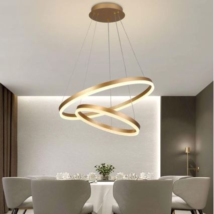 Brilagi - LED Zatemnitveni lestenec na vrvici CIRCLE LED/70W/230V 3000-6500K zlata + Daljinski upravljalnik