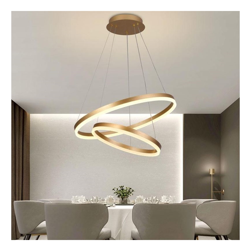 Brilagi - LED Zatemnitveni lestenec na vrvici CIRCLE LED/70W/230V 3000-6500K zlata + Daljinski upravljalnik
