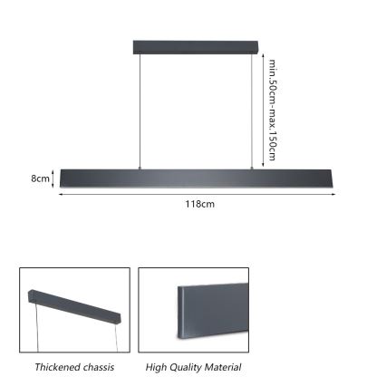 Brilagi - LED Zatemnitveni lestenec na vrvici SLIMLINE LED/40W/230V 3000-6000K antracit + Daljinski upravljalnik