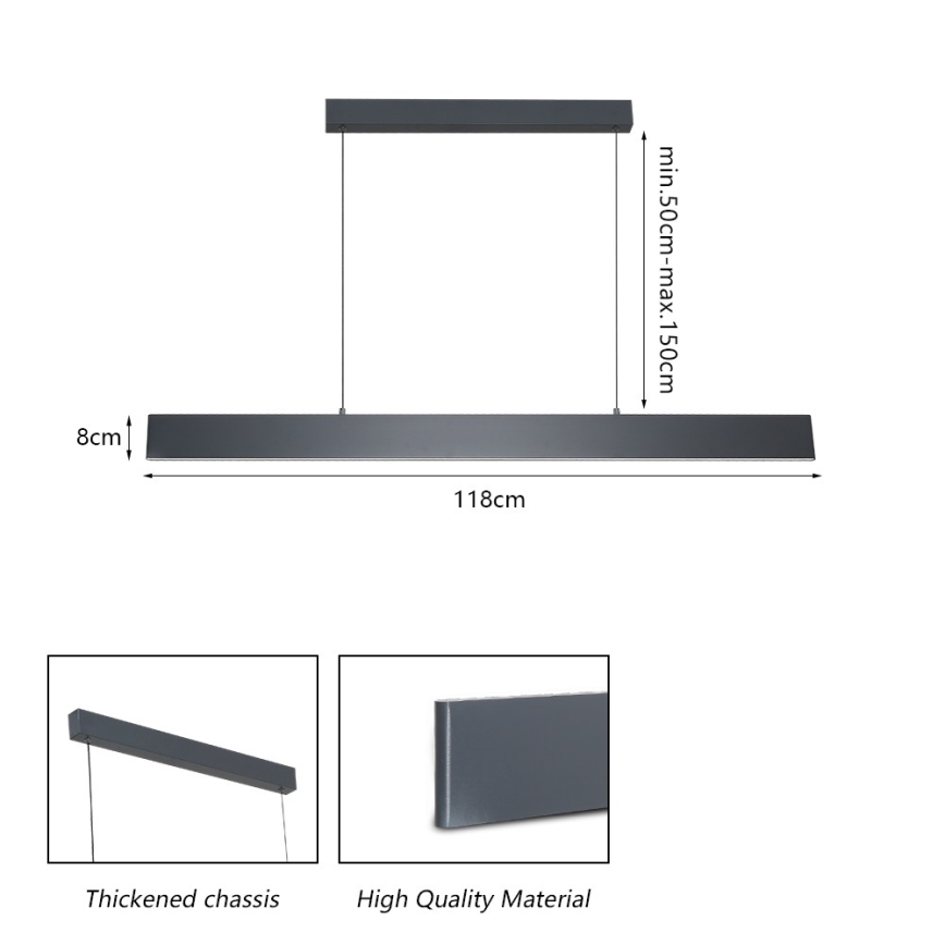 Brilagi - LED Zatemnitveni lestenec na vrvici SLIMLINE LED/40W/230V 3000-6000K antracit + Daljinski upravljalnik