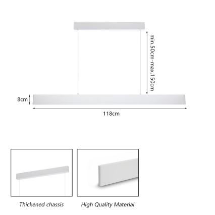 Brilagi - LED Zatemnitveni lestenec na vrvici SLIMLINE LED/40W/230V 3000-6000K bela + Daljinski upravljalnik