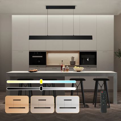 Brilagi - LED Zatemnitveni lestenec na vrvici SLIMLINE LED/40W/230V 3000-6000K črna + Daljinski upravljalnik