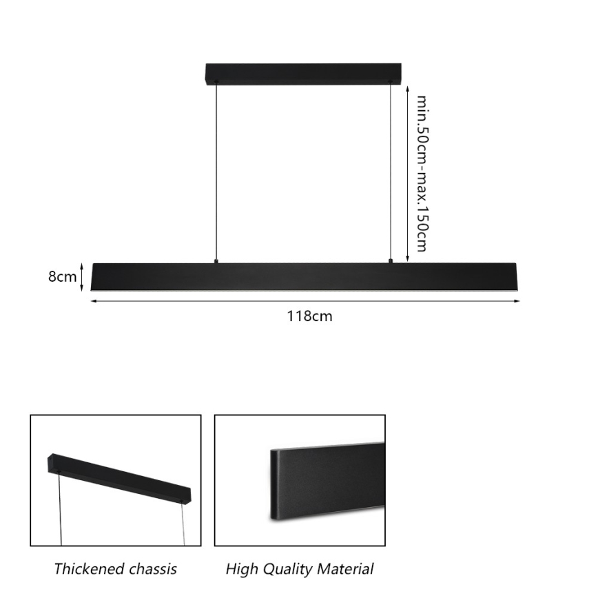 Brilagi - LED Zatemnitveni lestenec na vrvici SLIMLINE LED/40W/230V 3000-6000K črna + Daljinski upravljalnik