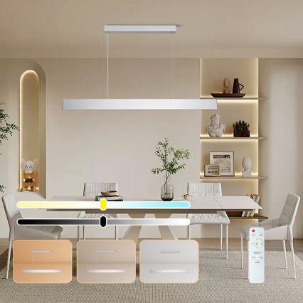 Brilagi - LED Zatemnitveni lestenec na vrvici SLIMLINE LED/40W/230V 3000-6000K srebrna + Daljinski upravljalnik