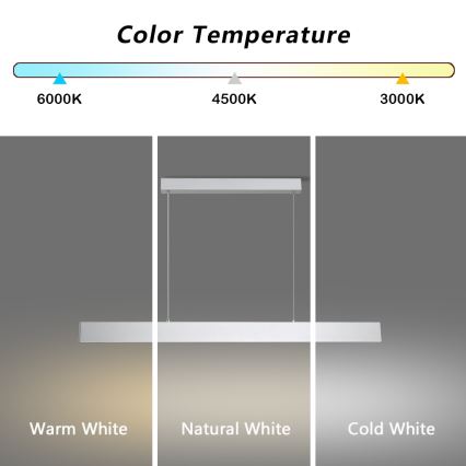 Brilagi - LED Zatemnitveni lestenec na vrvici SLIMLINE LED/40W/230V 3000-6000K srebrna + Daljinski upravljalnik