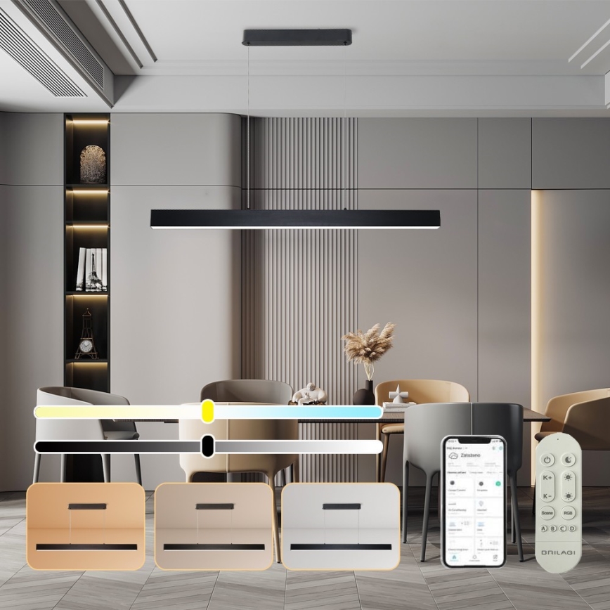 Brilagi - LED Zatemnitveni lestenec na vrvici SLEEKLINE SMART LED/40W/230V 3000-6000K Wi-Fi Tuya črna + Daljinski upravljalnik