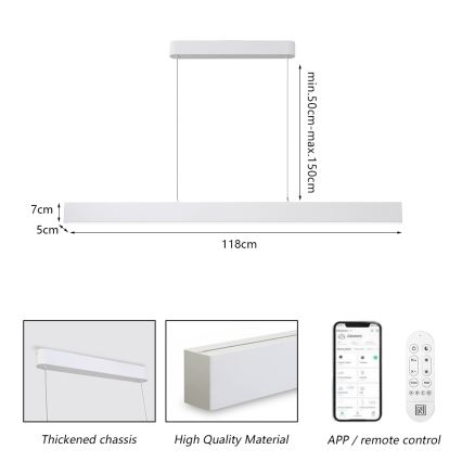Brilagi - LED Zatemnitveni lestenec na vrvici SLEEKLINE SMART LED/40W/230V 3000-6000K Wi-Fi Tuya bela + Daljinski upravljalnik