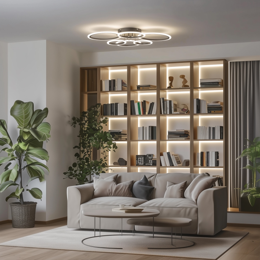 Brilagi - LED Zatemnitveni nadgradni lestenec ORBITS LED/85W/230V 3000-6500K črna + Daljinski upravljalnik