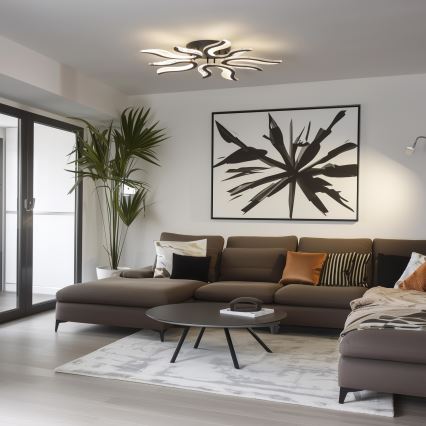 Brilagi - LED Zatemnitveni nadgradni lestenec TWIST LED/65W/230V 3000-6500K črna + Daljinski upravljalnik